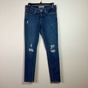 Levi's Women's 711 Skinny Jeans Distressed Denim 5 Pocket Medium Wash Size 27‎